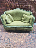 Well Loved Green Leather Couch 1:48